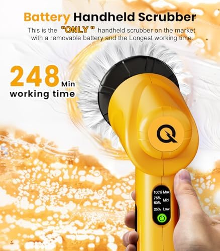 Electric Spin Scrubber Q4, 5000mAh Large Battery, 248-Min Runtime, 600RPM