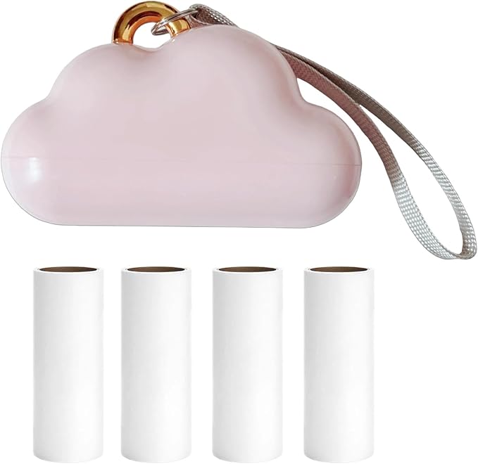 Portable Lint Roller 150 Sheets Travel Size, Mini Lint Roller for Clothes and Reusable Pet Hair Remover, Cute Small Sticky Dust Remover Refillable