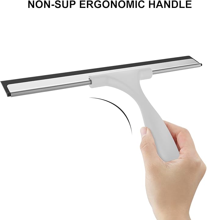 SetSail Shower Squeegee for Glass Doors All-Purpose Squeegee for Shower Glass Door Heavy Duty Window Squeegee with Hook for Car Window Cleaning 12 Inches