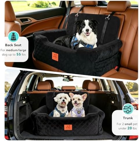 Dog Car Seat for Large/Medium Dogs Uuder 55 lbs, Memory Foam Car Dog Bed