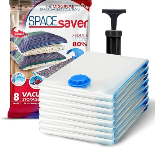 Vacuum Storage Bags with Hand Pump, Large, 8 Pack