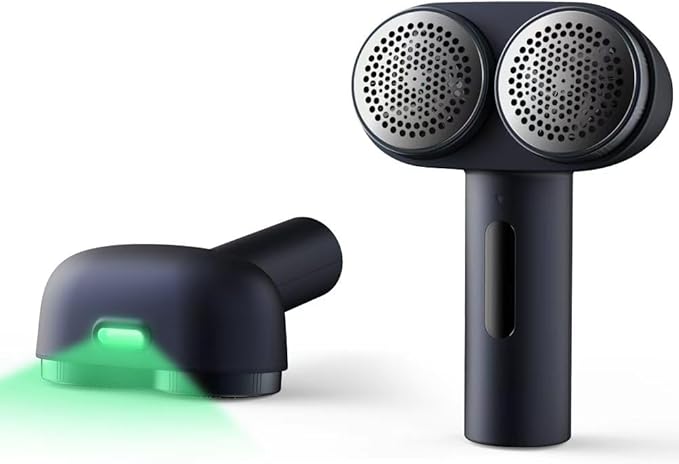 Nesugar Electric Professional Dual-Head Fabric Shaver and Lint Remover and Clothes Shavers with Green Light aided Identification, 3-Speeds (M5)