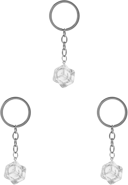 Amosfun 2pcs Ice Cube Keychain Ice Cube Charm Car Accessories for Funny Keychain Bag Charms Cool