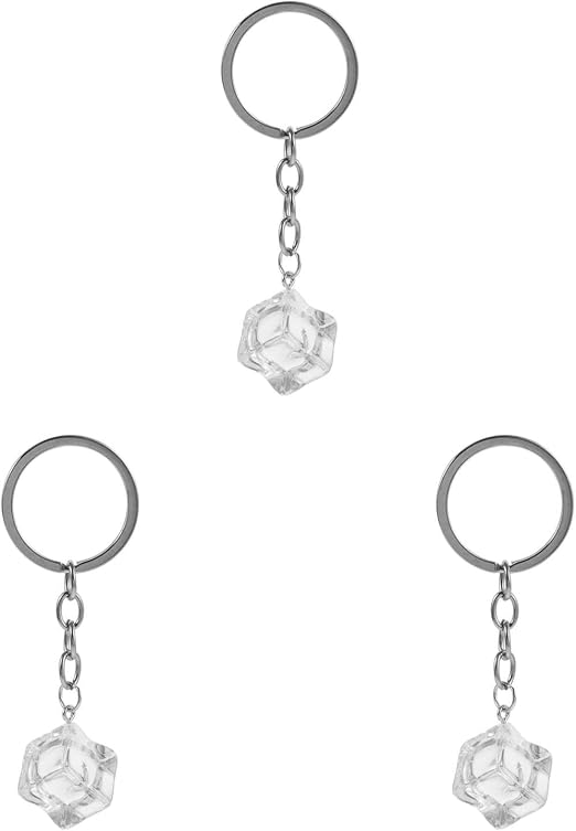 Amosfun 2pcs Ice Cube Keychain Ice Cube Charm Car Accessories for Funny Keychain Bag Charms Cool