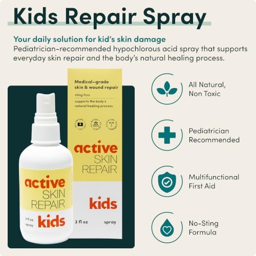 Active Skin Repair Kids First Aid Spray, Medical Grade Hypochlorous, 3 oz