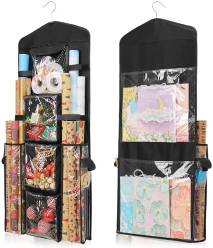Wrapping Paper Storage, Double-Sided Hanging Storage, Black