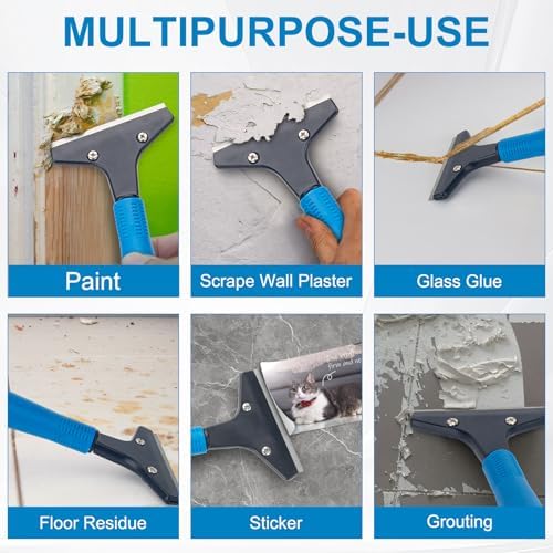 Floor Scraper, 4" Wide Heavy Duty Razor Blade Scraper Tool, 45.7"