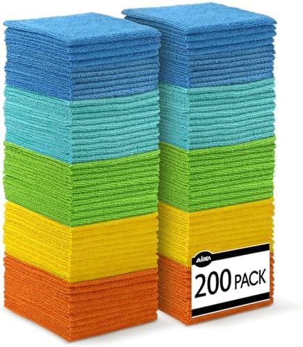 Microfiber Cleaning Cloth-200PK, Microfiber Towels for Cars, 12"×12"