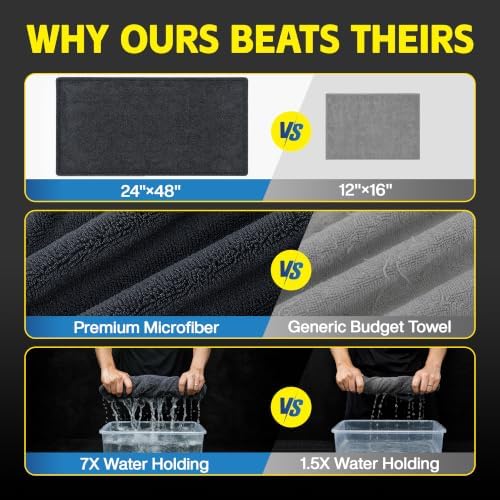 1400 GSM Microfiber Car Drying Towels for Cars, SUV, Trucks (48" x 24")