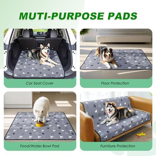 Washable Pee Pads for Dogs, Waterproof, 36 x 41 in, 2 Pack, Gray