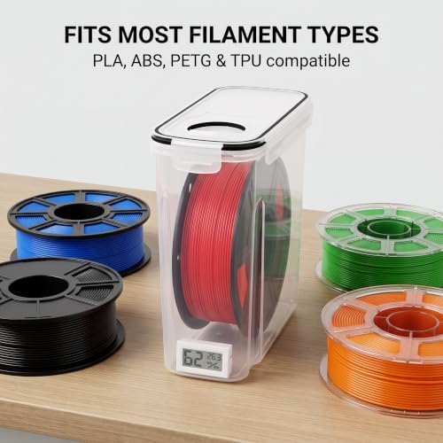 3D Printer Filament Storage Box, 6 Pack with Hygrometer & Desiccant