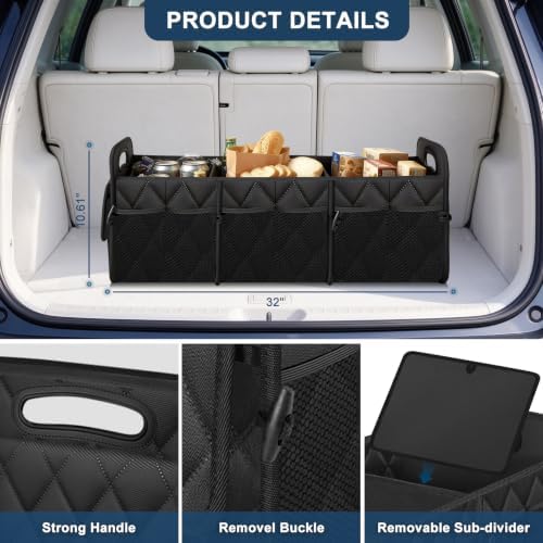 Trunk Organizer for SUV,Foldable & Sturdy Large Capacity Car Accessories for Women/Men,70L(XL-Black)