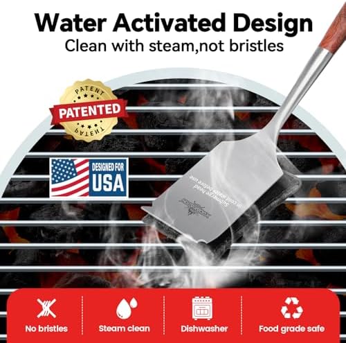 Grill Brush Bristle Free – Steam Cleans Burnt Grease Fast