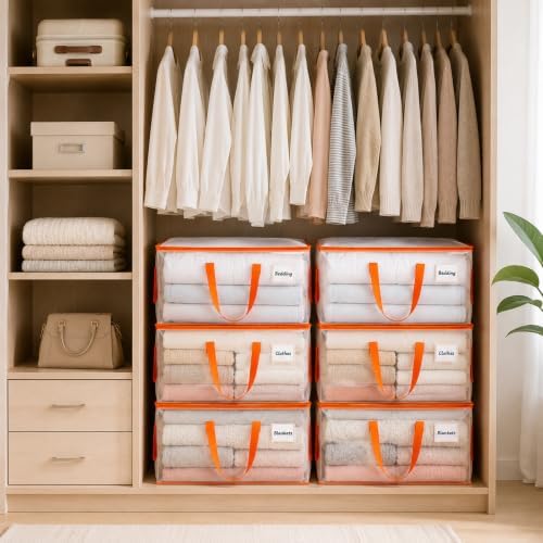 6-Pack Clear Moving Bags Heavy Duty Extra Large, Storage Totes