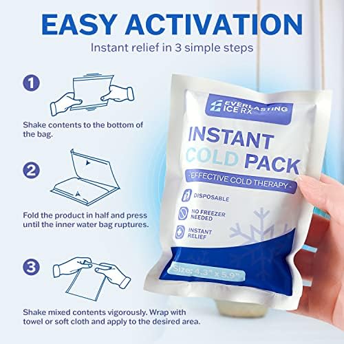 25 Pack Instant Ice Packs for Injuries, Disposable First Aid Cold Packs