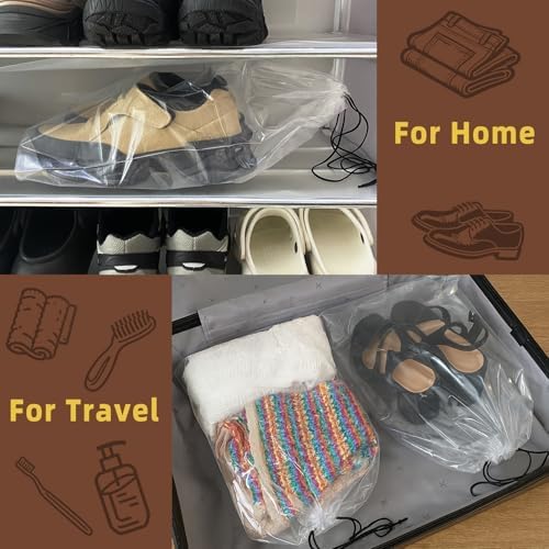 Clear Large Shoe Bags for Travel, 12 x 18 Inch, 100 Pack