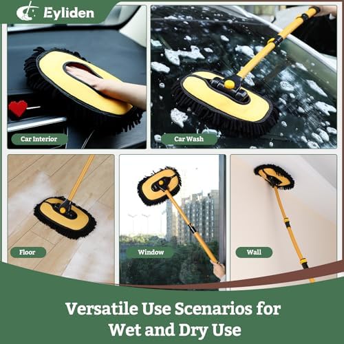 Car Wash Brush Mop with Long Handle for Car Truck RV, Yellow