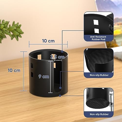 Deeper Anti-Spill Large Desk Cup Holder Clamp,Metal Table Cup Holder(Black)