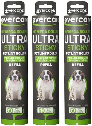 Pack of 3 All-Purpose Pet Mega Oversized Lint Roller Refills, 50 Sheets Each