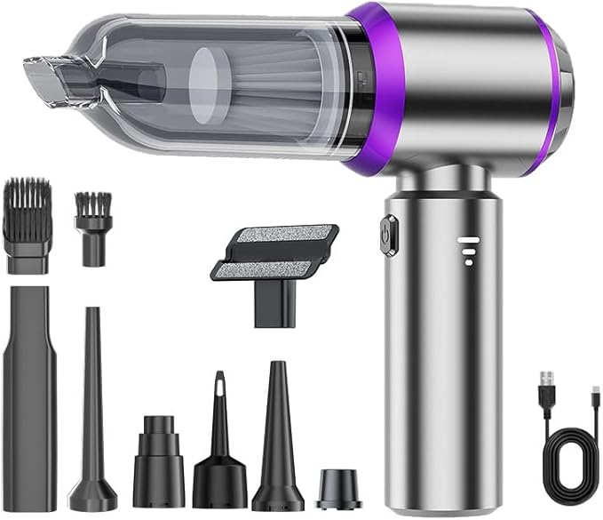 Handheld Car Mini Vacuum Cleaner, 3 in 1 19000PA Strong Cyclonic Suction Air Duster 6000mAh Battery Air Blower Wireless Handheld Vacuum for Car,Office and Home 15Kpa