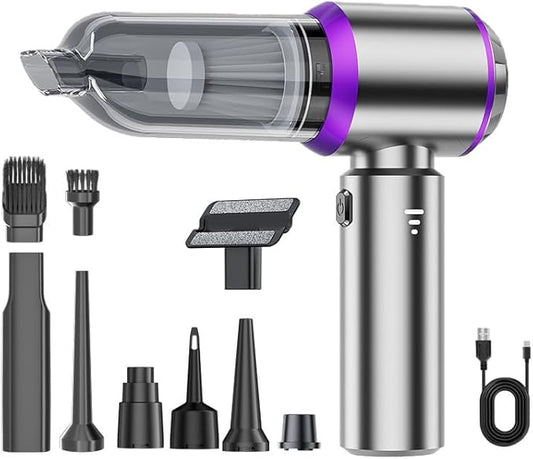 Handheld Car Mini Vacuum Cleaner, 3 in 1 19000PA Strong Cyclonic Suction Air Duster 6000mAh Battery Air Blower Wireless Handheld Vacuum for Car,Office and Home 15Kpa