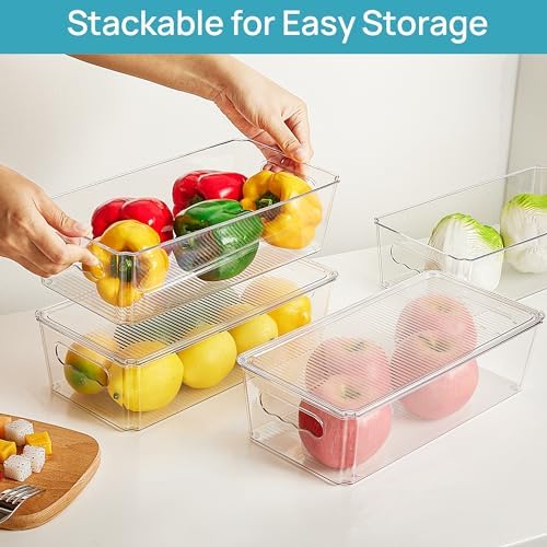 8pcs Clear Stackable Storage Bins with Lids