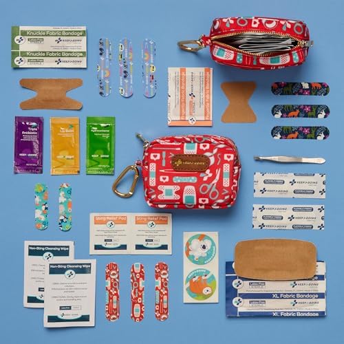 KeepGoing Travel First Aid Kit Kids, 60 Pc Mini First Aid Kit, TSA-Approved