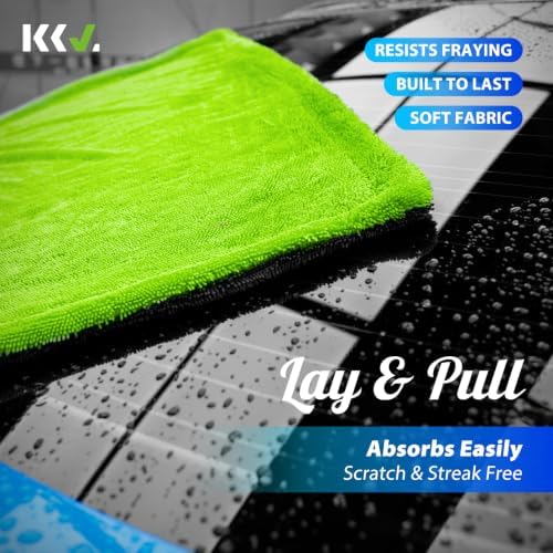 2-Pack Microfiber Towels for Cars (36"x 24"), Twisted Loop Car Towels, Super Absorbent, Scratch-Free and Streak-Free Car Drying Towels for SUVs and Trucks (Green)