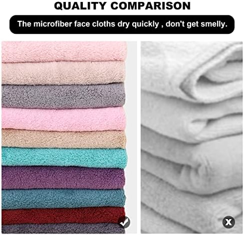 Microfiber Facial Cloths Fast Drying Washcloth 12 Pack - Premium Soft Makeup Remover Cloths - Multicolored