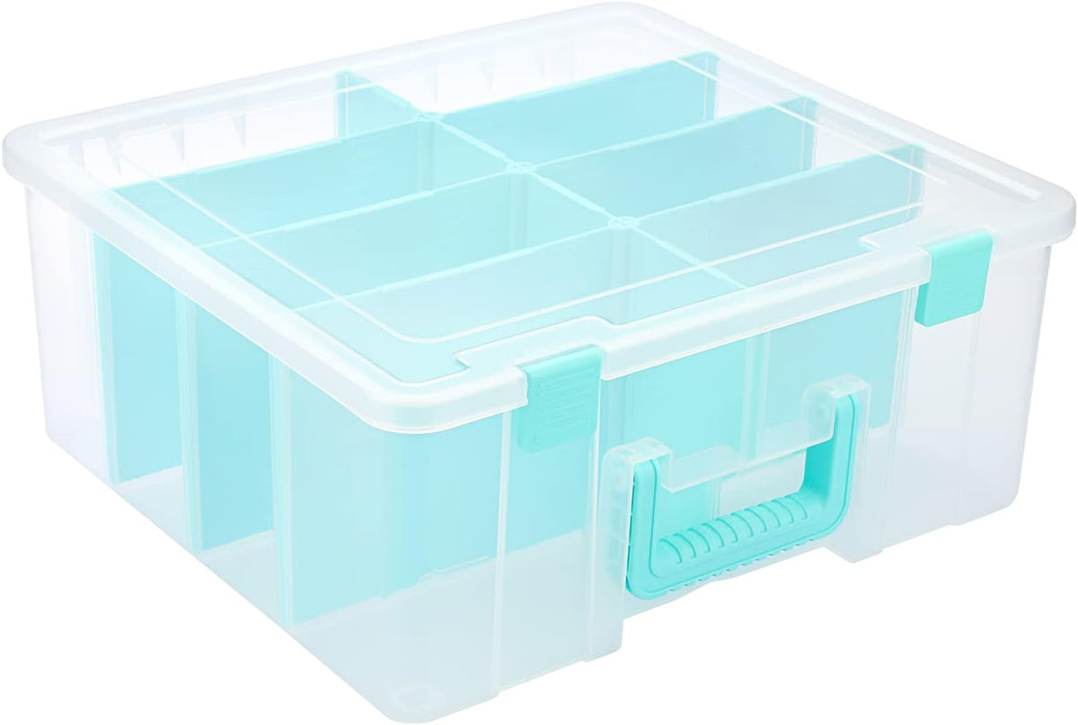 Clear Plastic Dividing Storage Box with 8 Deep Compartment Sewing Box
