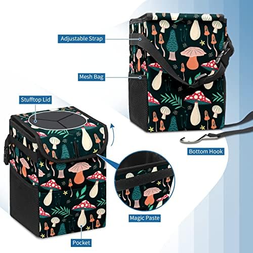 Car Trash Can, Leakproof Car Organizer, 2-Gallon -Mushroom