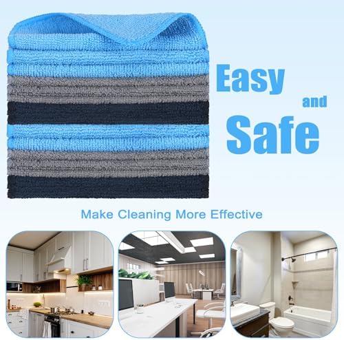 30 Pcs Dry Erase Cloth,6 X 6 Inch,Blue/Gray/Black