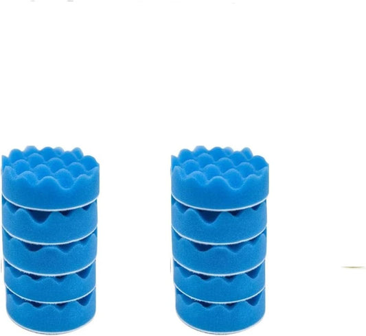 10 Pcs 3 Inch Polishing Pad Foam Drill Sponge Buffing Pads 80mm Flocking Car Buffer for Detail Polisher Waxing Cleaning(Wave Blue)