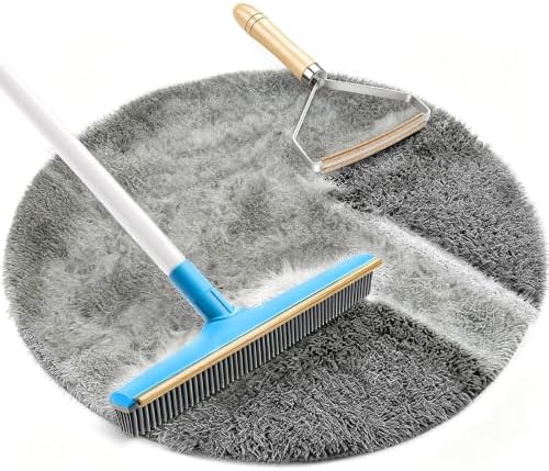 4 in 1 Carpet Rake for Pet Hair Removal Tool, 60'' Dog Cat Hair Remover Kit