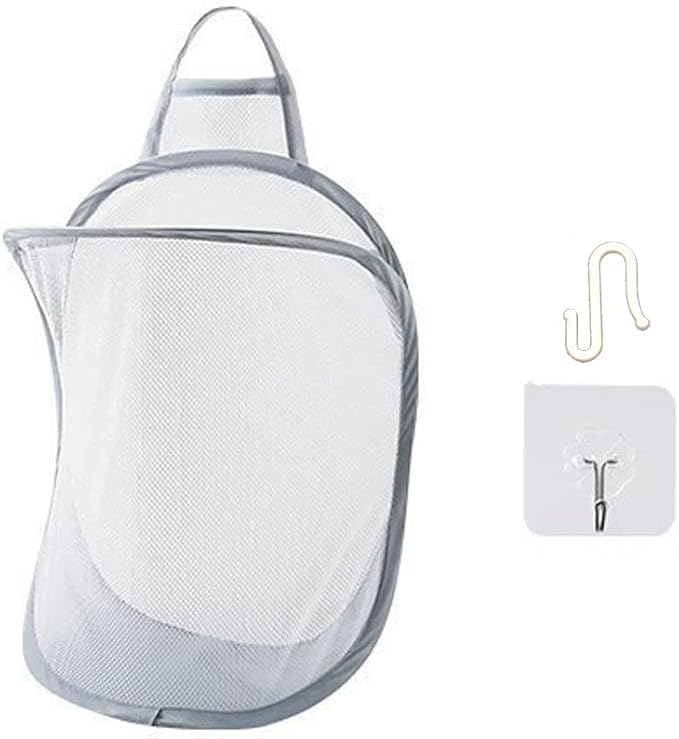 Mesh Collapsible Small Wall Laundry Baskets，Hanging Laundry Hamper，for Hotel, University Dormitory Use by HHSSALIN (1, C