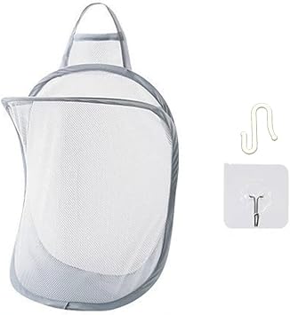 Mesh Collapsible Small Wall Laundry Baskets，Hanging Laundry Hamper，for Hotel, University Dormitory Use by HHSSALIN (1, C