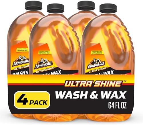 Car Wash Soap and Wax, Hand Wash or Cannon, 64 Fl Oz, 4 Count