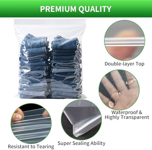 25PACK 5 Gallon Large Zipper Bags for Storage 18" x 24" Storage Bags