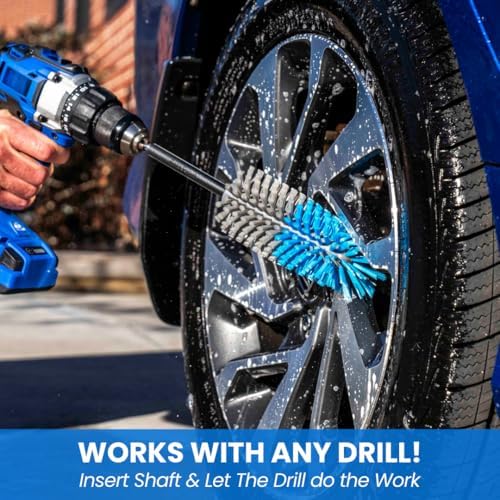 Long Reach Wheel Brush for Drill, Car Detailing Attachment