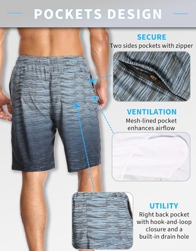 Mens Swim Trunks with Mesh Liner, Quick Dry Board Shorts