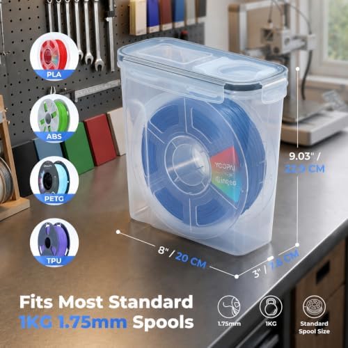 Filament Storage Box - 6 Pack Filament Container for 3D Printing Sealing and Protection - Portable Storage Box with Desiccants&Label for Home&Office,Water-Proof and Dust-Proof 4.0L(9.03*8*3)