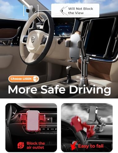 [Upgraded Version Cup Holder Phone Holder for Car, Universal 360° Adjustable Long Neck Car Phone Mount Golf Cart Truck Jeep, Compatible with iPhone Samsung Google & All 4.0-7.0 '' Phones
