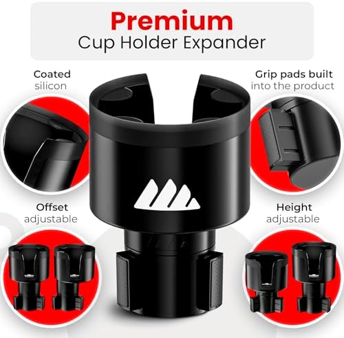 Ultimate Car Cup Holder Expander with Adjustable Base - 2 Pack