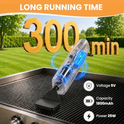 Electric Grill Brush with LED Light, Grill Cleaner for Outdoor Grill（Black）