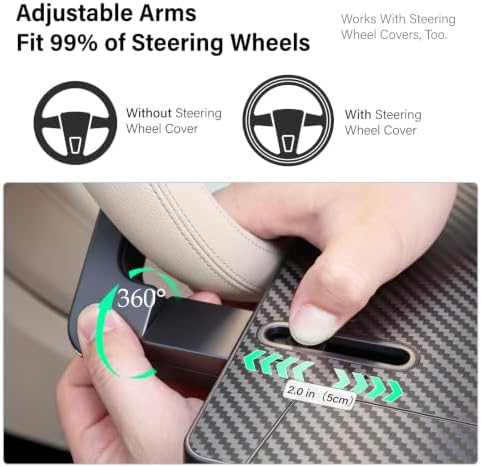 2-in-1 Steering Wheel Desk & Seat Gap Storage, Adjustable Mounting Arms