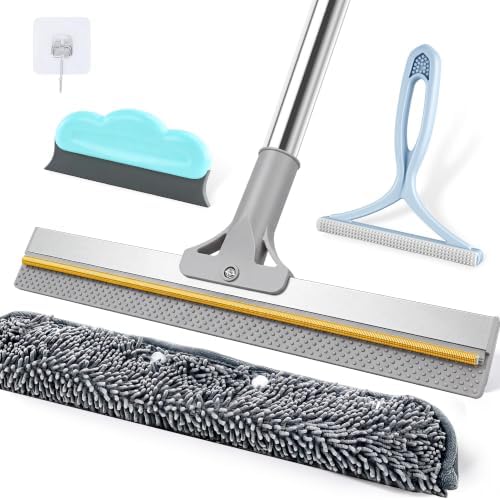 Carpet Rake for Pet Hair Removal, 54-Inch Long Handle and Scraper