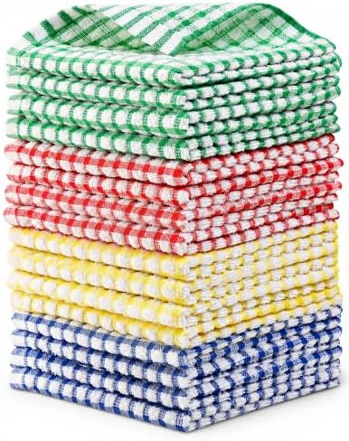16 Pack 100% Cotton Kitchen Dish Cloths, 12 x 12 Inch