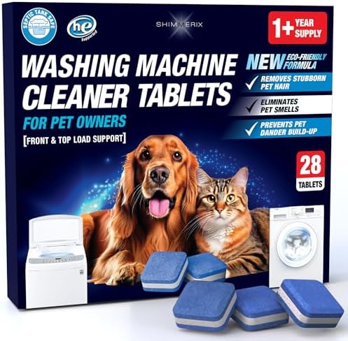 Washing Machine Cleaner Pro Tablets for Pet Owners, 28 Pack, Front/Top Load