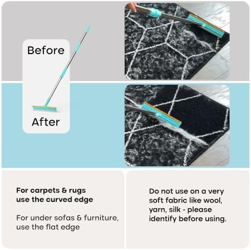 Xtra Carpet Rake for Pet Hair Removal 60" Telescopic Handle