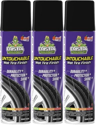 Untouchable Tire Shine Spray (3 Pack) – Citrus Scent, Wet Look Tire Shine, No Sling, Long Lasting Car Tire Shine, No Touch Application